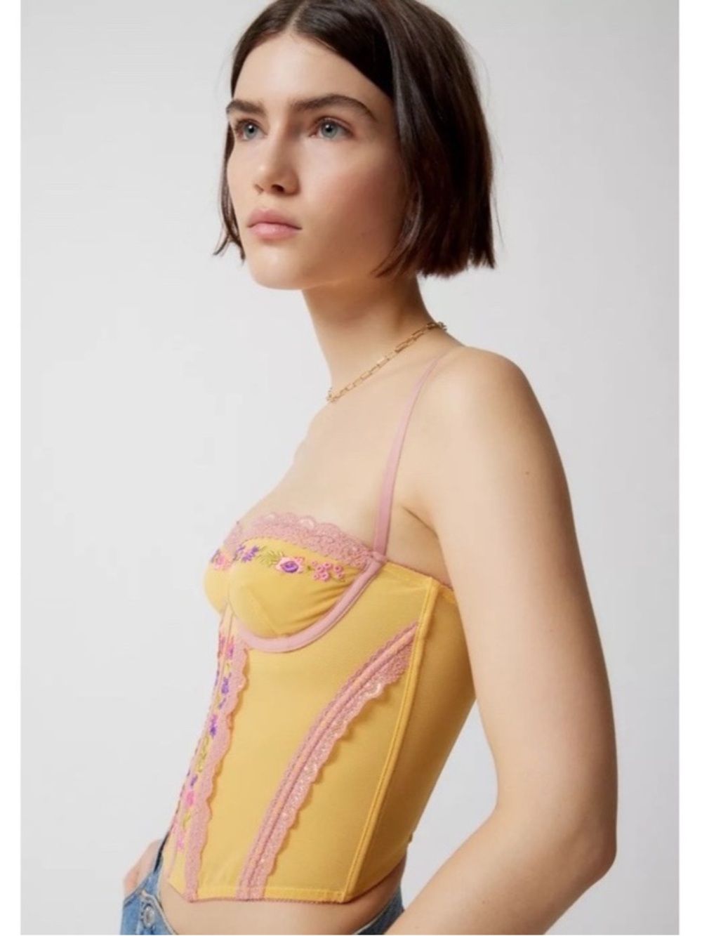NEW Urban Outfitters Out From Under Divine Modern Love Embroidered Corset - Picture 3 of 7
